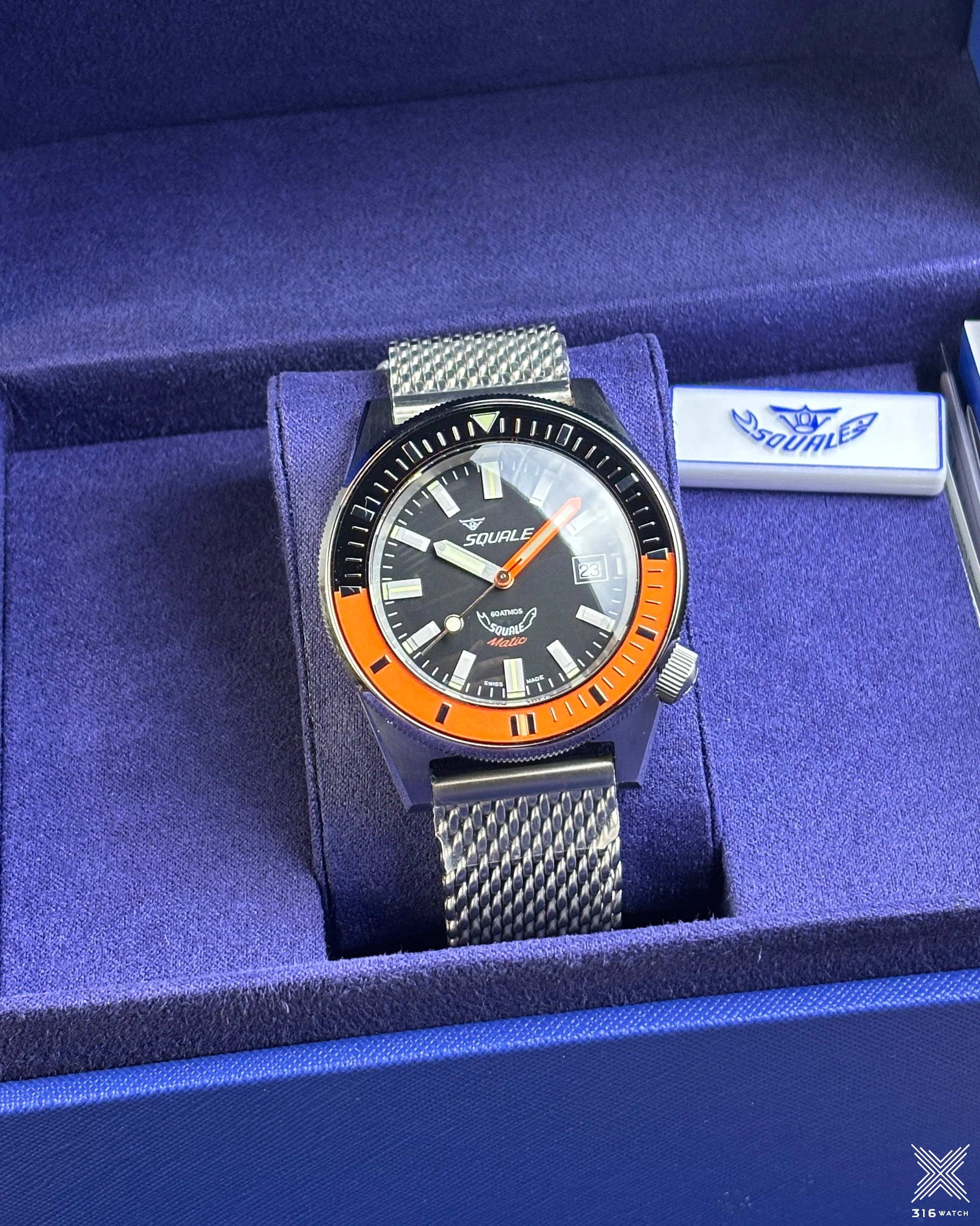 Squale Matic Satin Orange Mesh MATICXSC.ME22