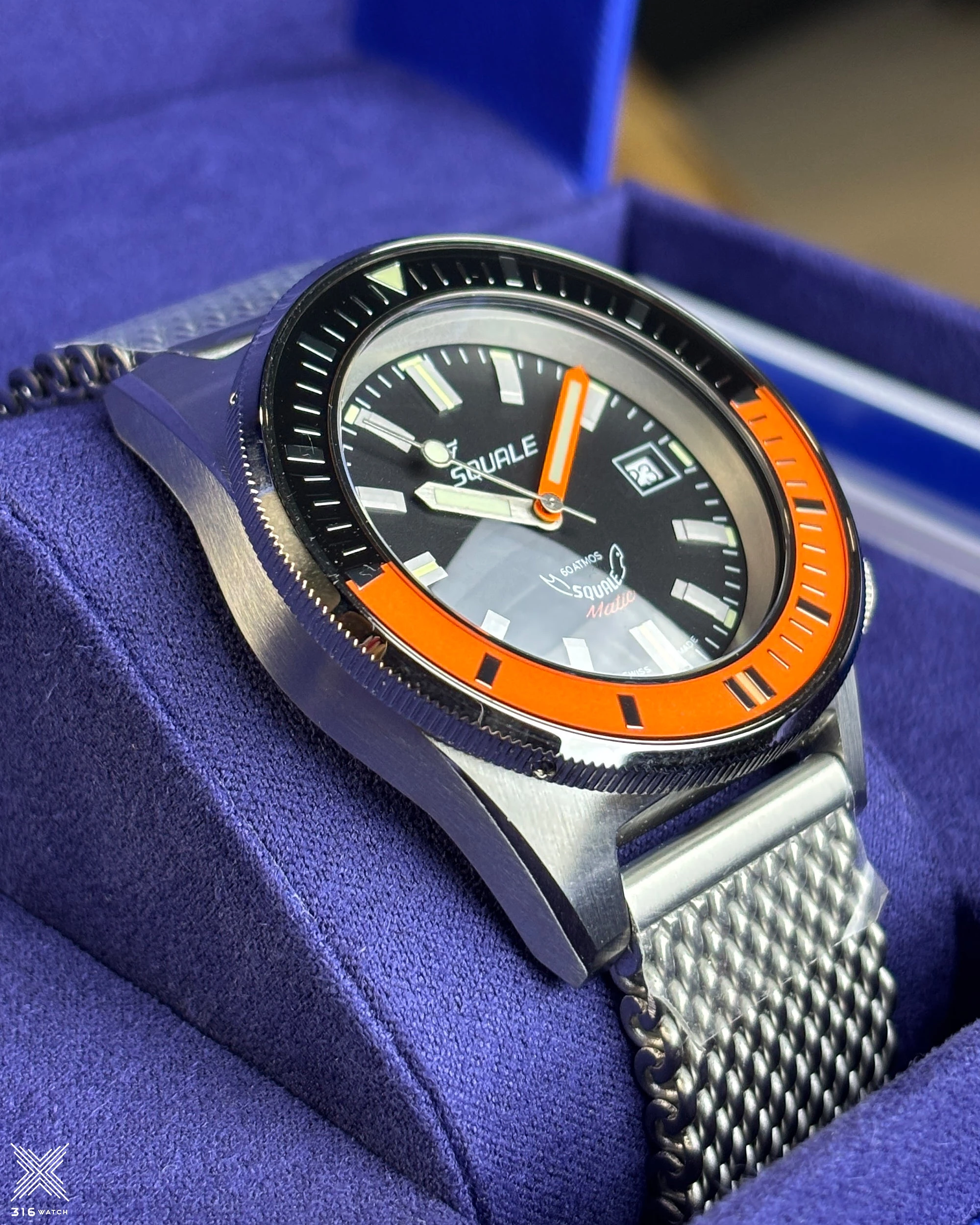 Squale Matic Satin Orange Mesh MATICXSC.ME22