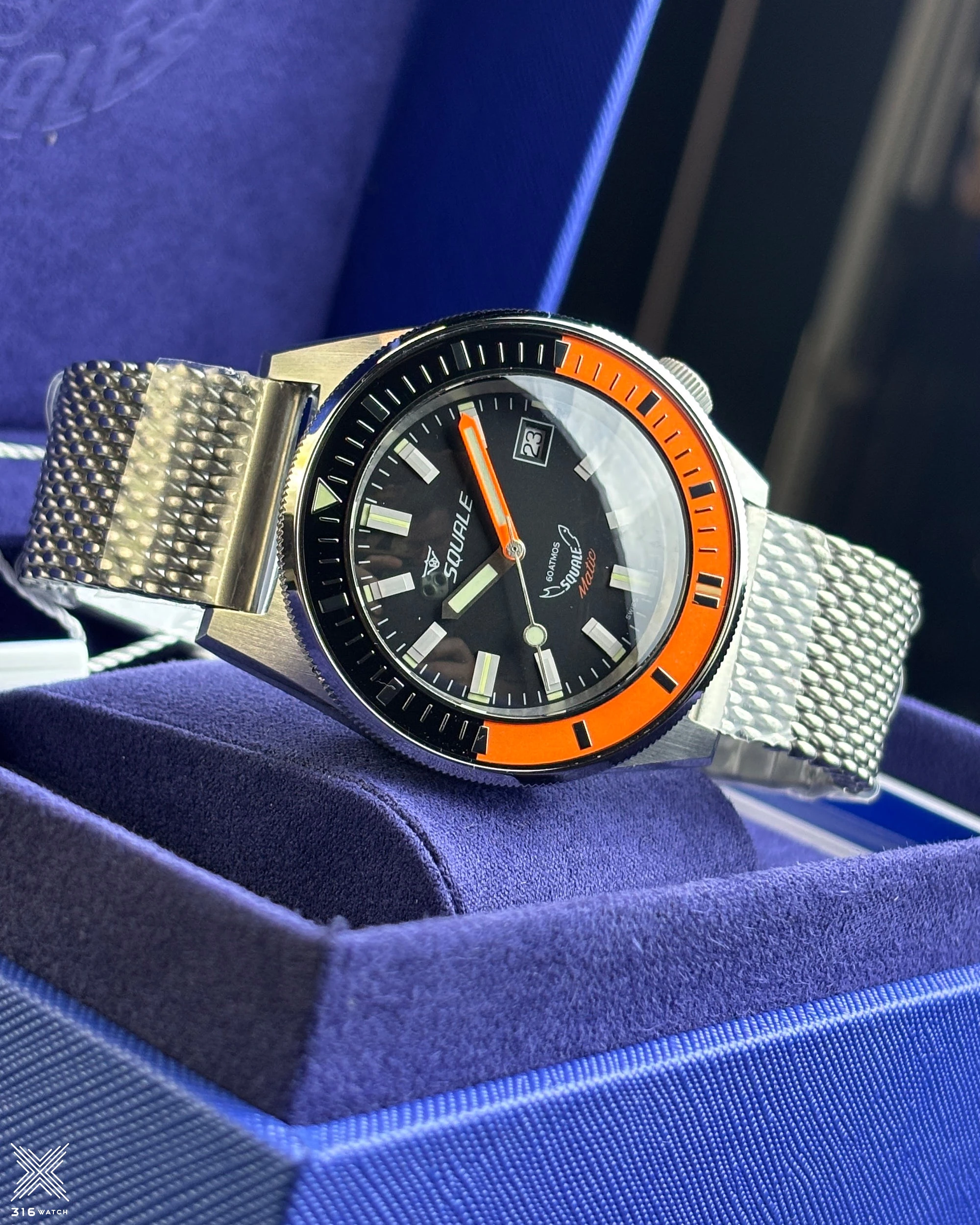 Squale Matic Satin Orange Mesh MATICXSC.ME22