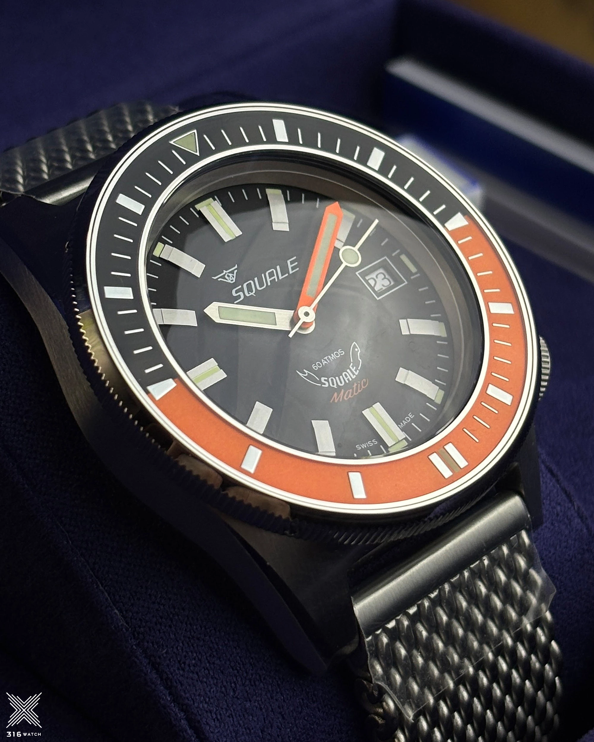 Squale Matic Satin Orange Mesh MATICXSC.ME22